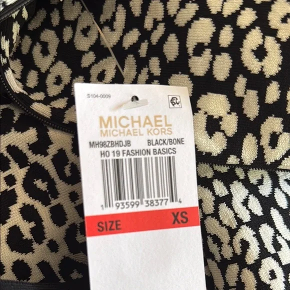 B6 MICHAEL Michael Kors Women’s XS Monochrome Patterned Midi Peplum Dress - Picture 6 of 7